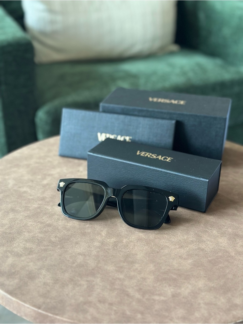 Versace Black Sunglasses with Gold Medusa Detail - Unisex - Picture 2 of 5